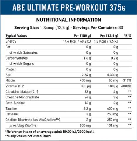 Етикет на ABE - All Black Everything | Ultimate Pre-Workout