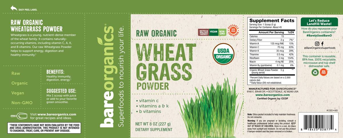 Етикет на Wheat Grass Powder