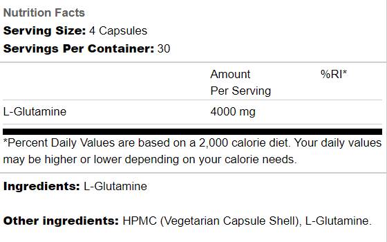 Етикет на Applied Nutrition Glutamine 4K - Глутамин | 120 caps