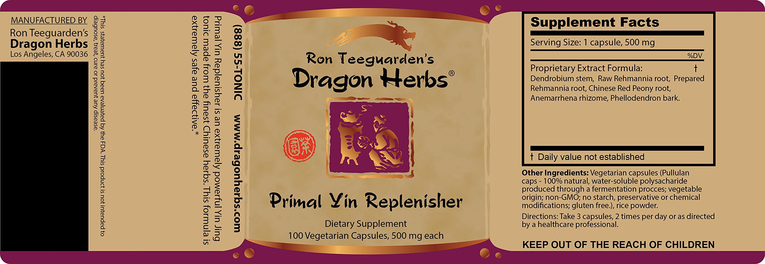 Етикет на Формула за енергиен метаболизъм - Primal Yin Replenisher, 100 капсули