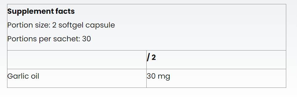 Етикет на Garlic Oil 30 mg