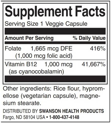 Етикет на Folic Acid & B12