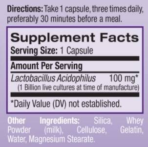 Етикет на Acidophilus Probiotic