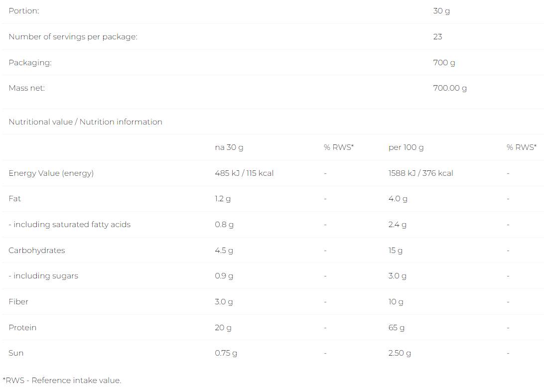 Етикет на 6PAK Nutrition Soy Protein 700 грама, 23 Дози Шоколад със солен карамел