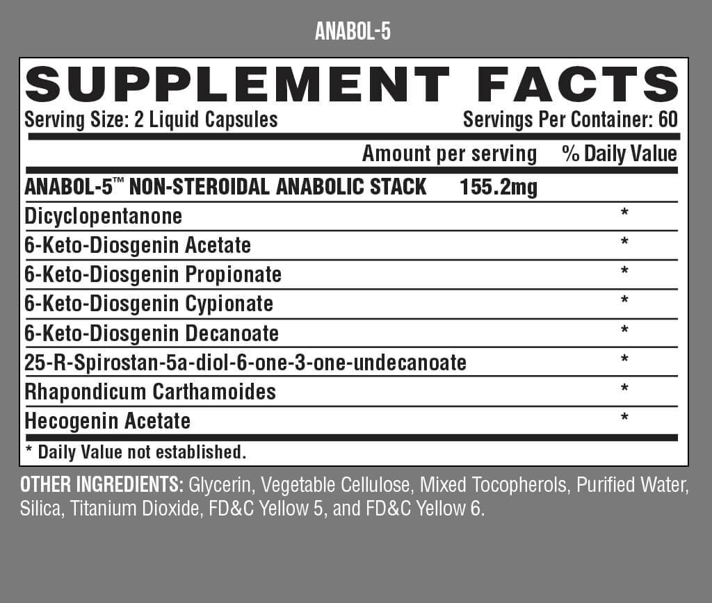 Етикет на Nutrex Anabol 5 120 Гел капсули, 60 Дози