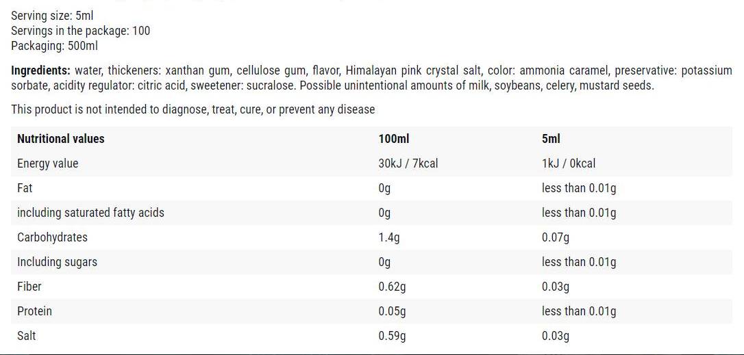 Етикет на Salted Caramel / 0 Calorie Syrup