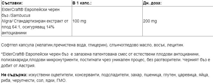 Етикет на Black Elderberry Standardized Extract / Черен бъз /Стандартизиран екстракт/, 100 mg, 60 бързоусвоими софтгел капсули Natural Factors