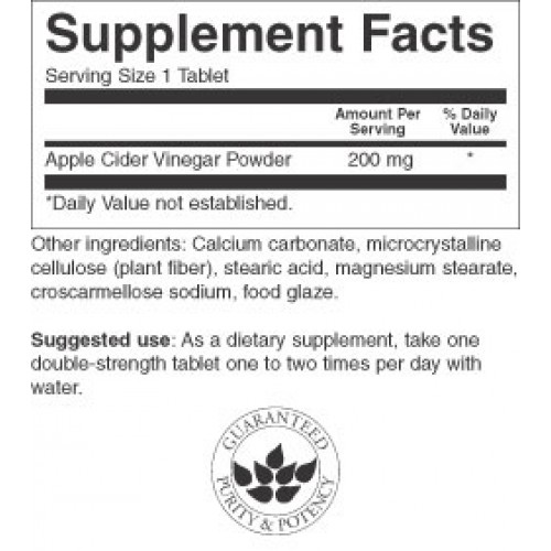 Етикет на Apple Cider Vinegar 200 mg