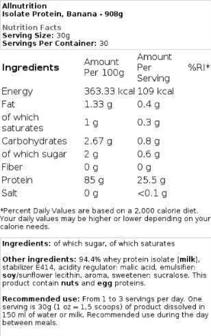 Етикет на AllNutrition Isolate Protein