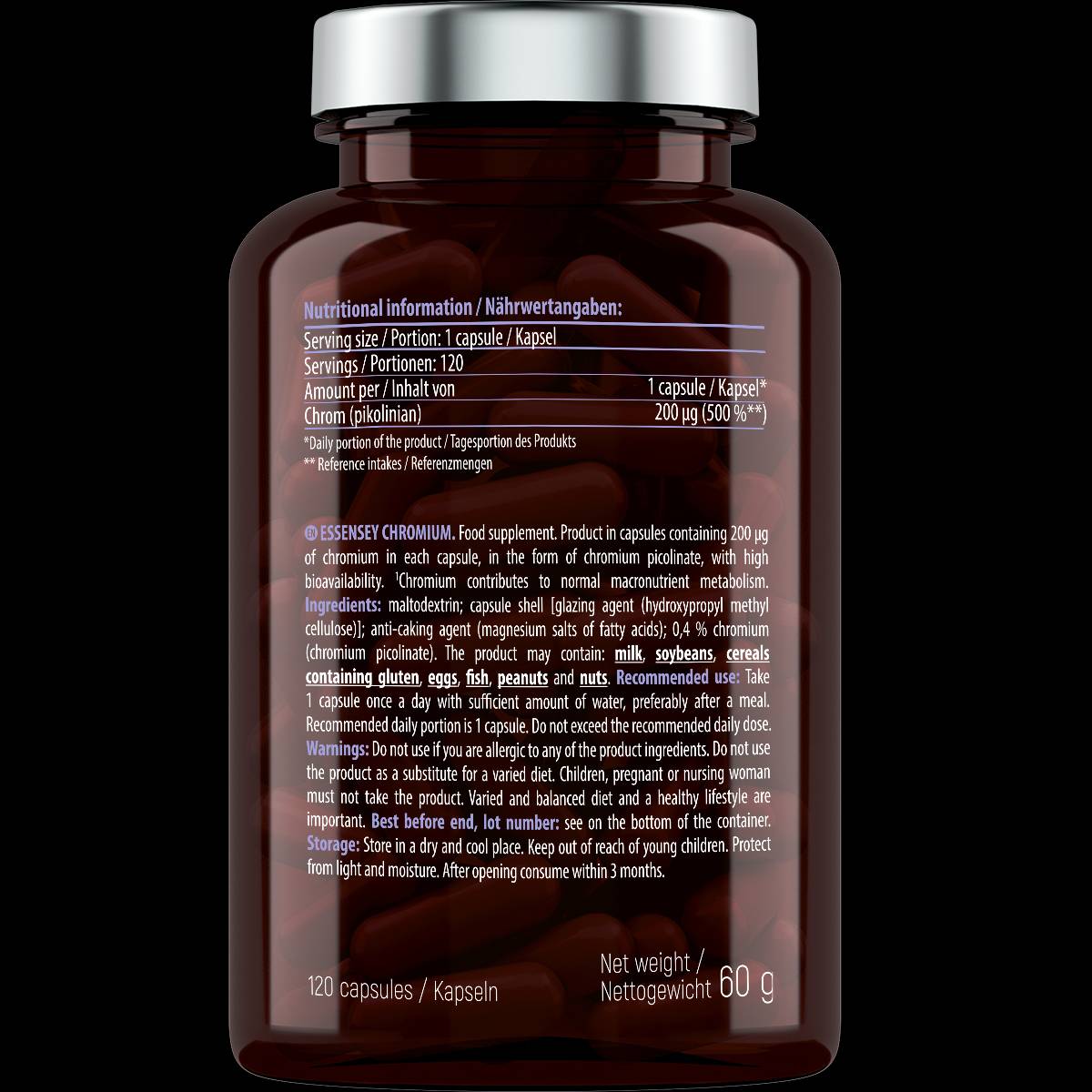 Етикет на Chromium 200 mcg