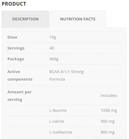 Етикет на AllNutrition BCAA 8:1:1 Strong Formula