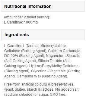 Етикет на MyProtein L-Carnitine Amino Acid 90 Таблетки