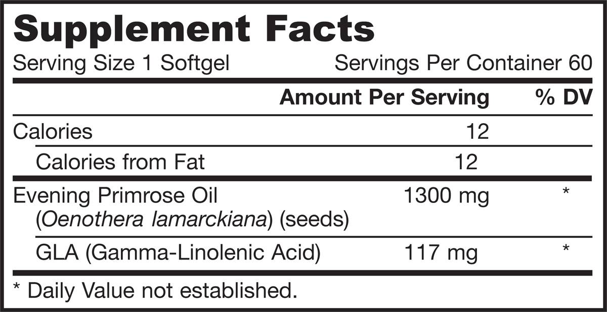 Етикет на Evening Primrose Oil 1300