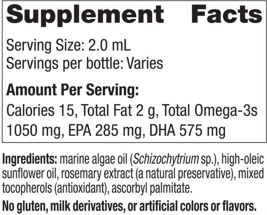 Етикет на Baby's DHA | 1050mg Omega-3 Vegetarian
