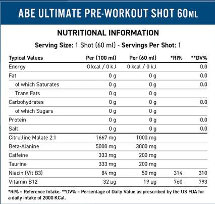 Етикет на ABE Shot | All Black Everything Pre-Workout