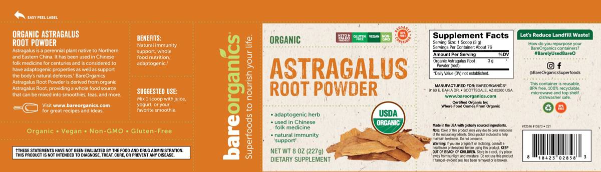 Label of Astragalus Root Powder