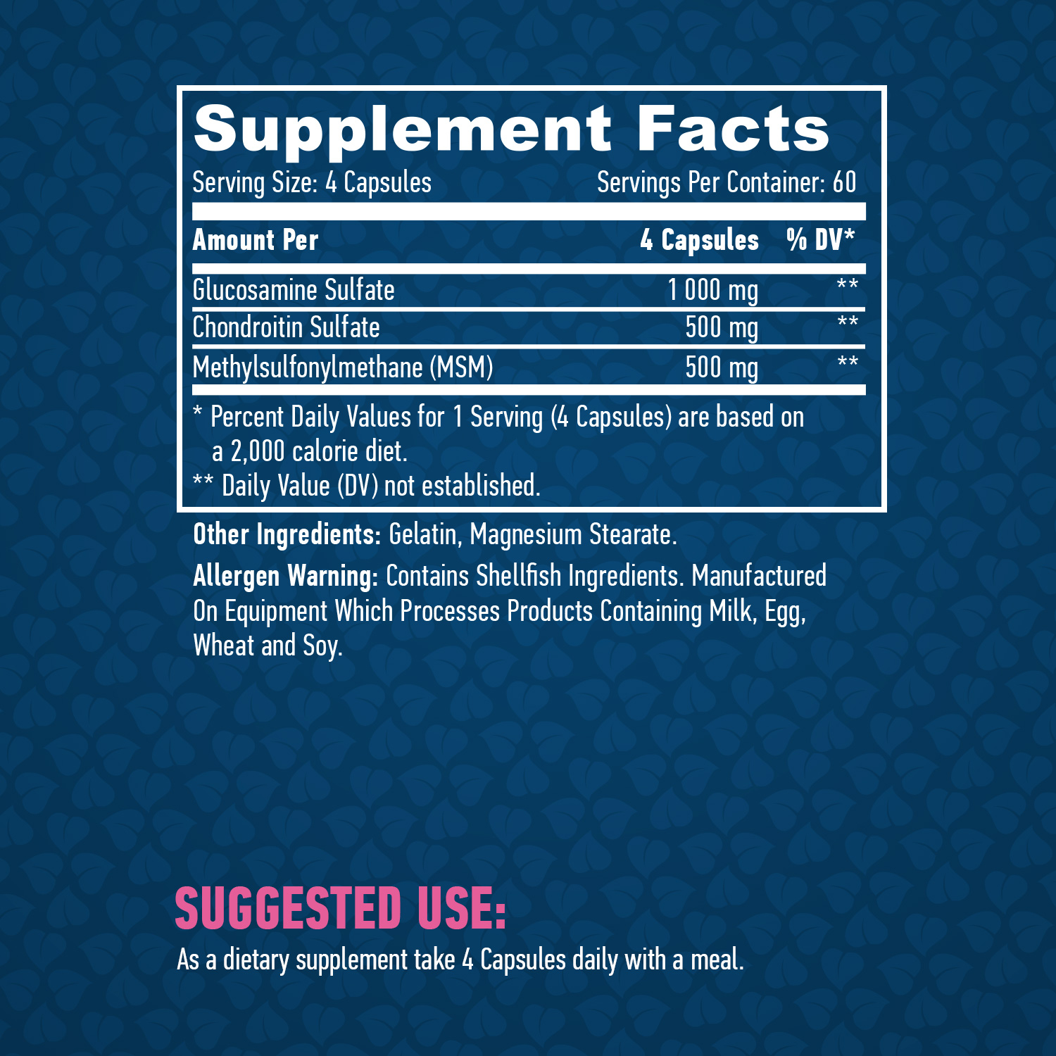 Етикет на Haya Labs Glucosamine Chondroitin & MSM Complex
