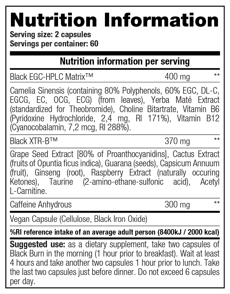 Етикет на STACKER - Black Burn - 120 Capsules