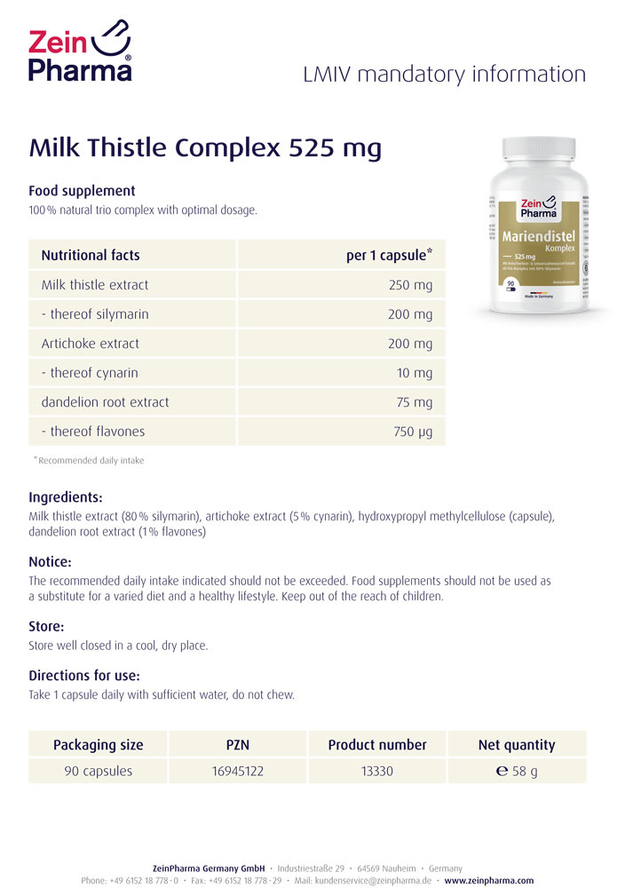 Етикет на БЯЛ ТРЪН - СИЛИМАРИН с Артишок - ZeinPharma (90 капс)