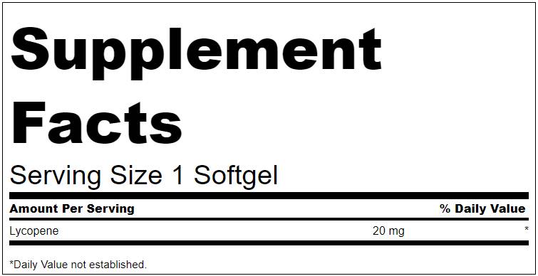 Етикет на Lycopene 20 mg