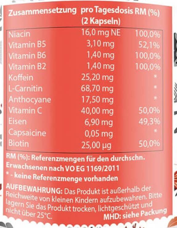 Етикет на Energy Booster | with Vitamins & Caffeine