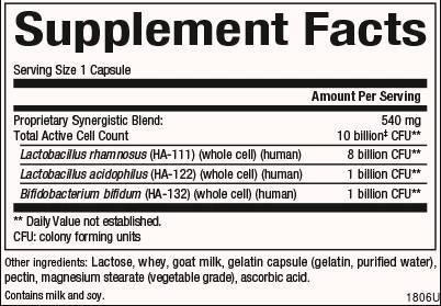 Етикет на Acidophilus & Bifidus Double Strength | 10 Billion Active Cells