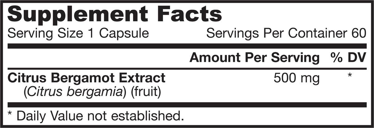 Етикет на Jarrow Formulas Citrus Bergamot - Цитрус Бергамот | 60 caps