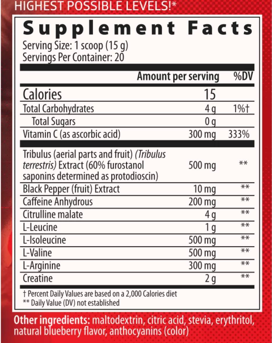 Label of Armageddon Pre-Workout