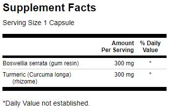 Етикет на Full Spectrum Boswellia and Curcumin