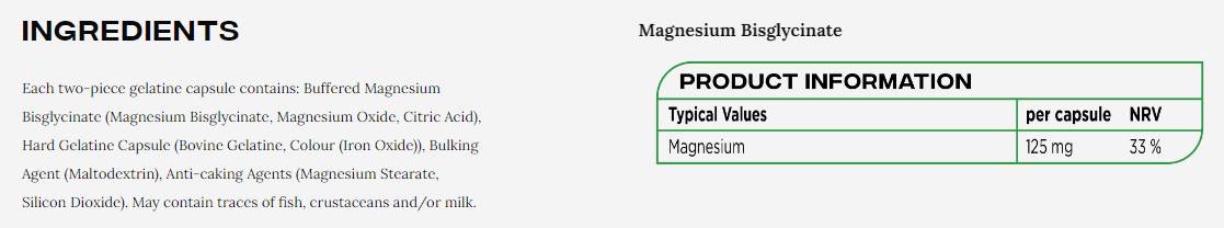 Етикет на Albion Chelated Magnesium Bisglycinate