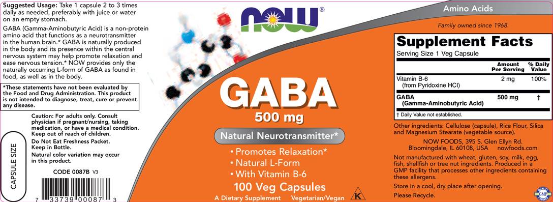 Label of GABA 500 mg + B6