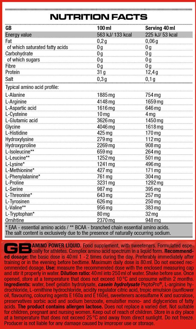 Етикет на NUTREND - Amino Power Liquid Pure - 500 ml