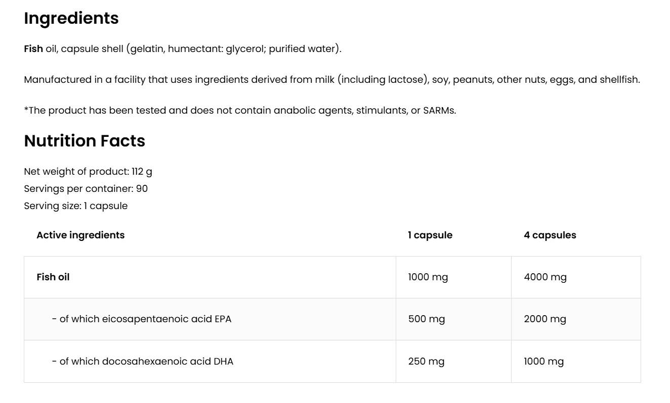Етикет на EthicSport Omega 3 Ultra Concentrate 90 Гел капсули, 90 Дози