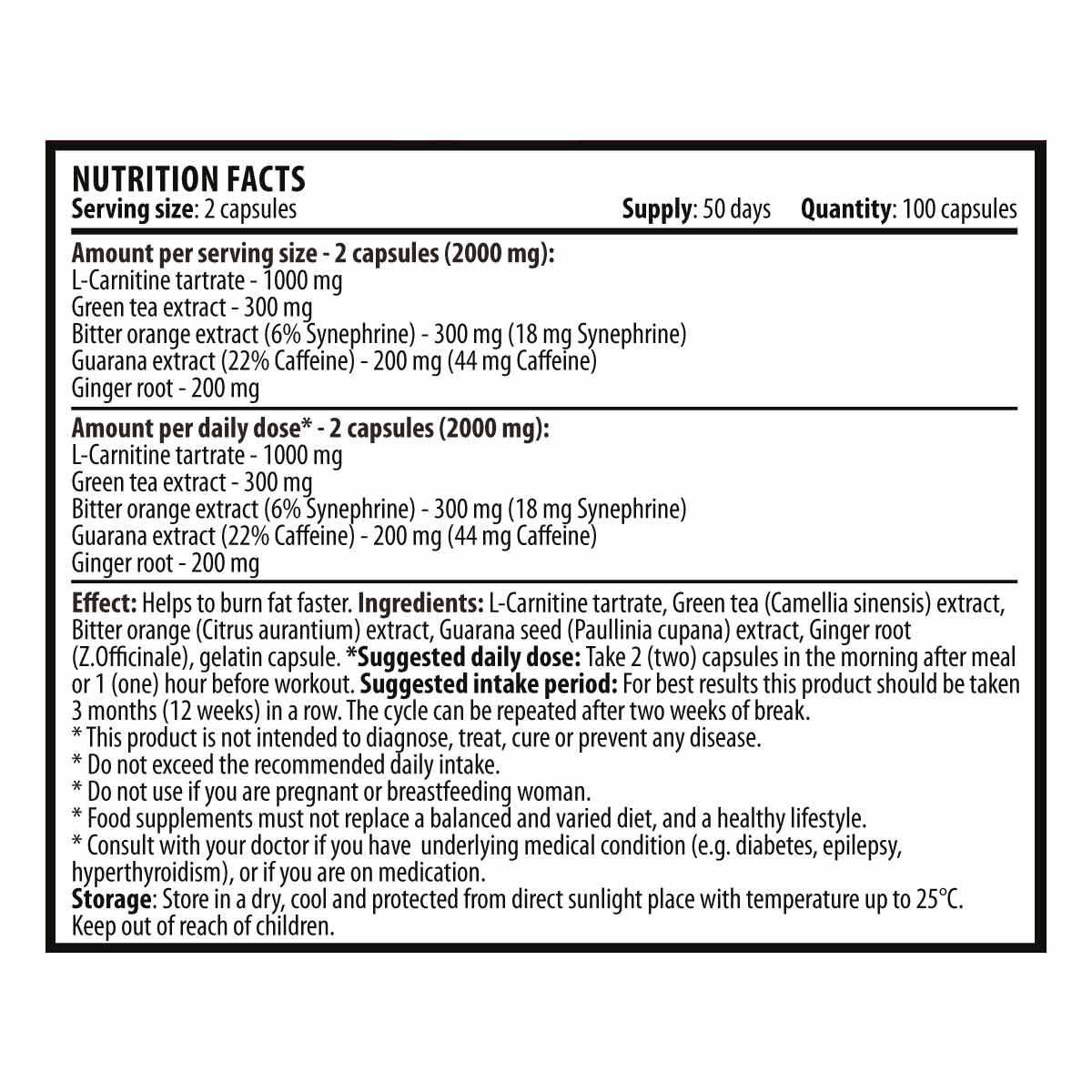 Label of Cvetita Herbal Super Extreme Burner 1000 mg 100 капсули, 50 Дози