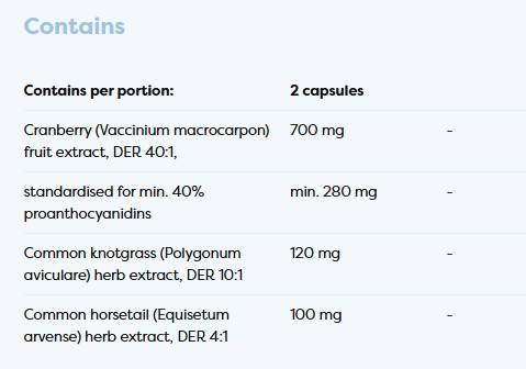 Етикет на Osavi Cranberry EXTRA 700 mg | with Common Knotgrass & Horsetail