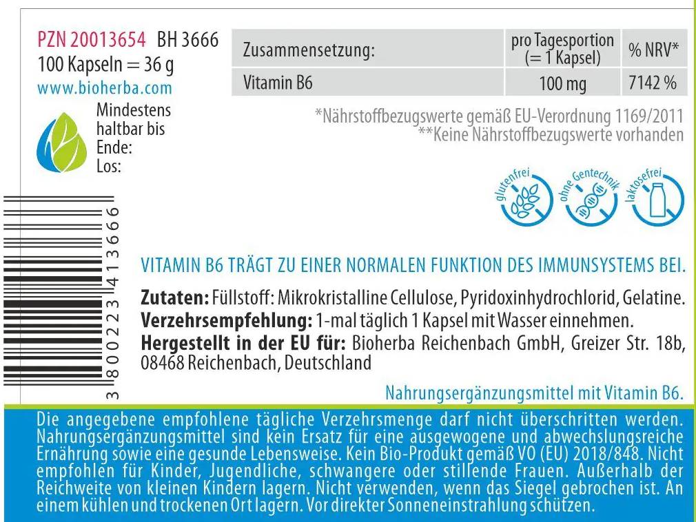 Етикет на Vitamin B-6 10 mg | Pyridoxine
