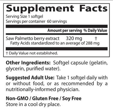 Етикет на BEST Saw Palmetto 320 mg