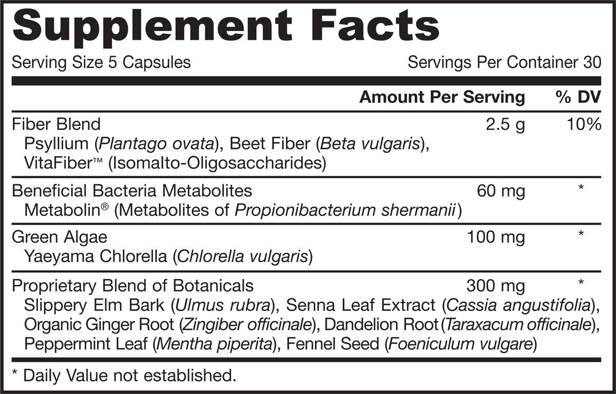Етикет на Jarrow Formulas Fiber Perfect 150 капсули, 30 Дози